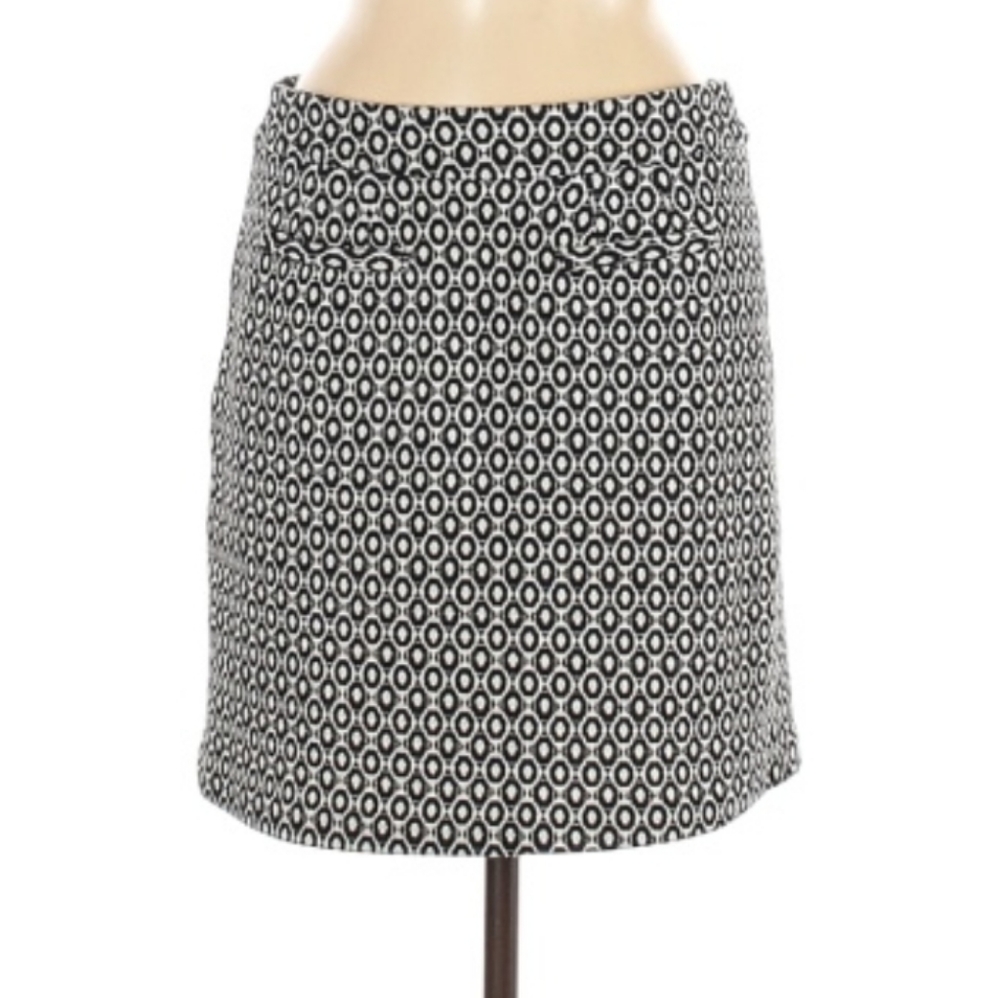 Trulli Side Zip Black Cream Print Skirt 6 - Picture 2 of 6